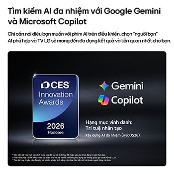 The 2026 CES Innovation Awards Honoree badge in the Artificial Intelligence category recognizes Multi-AI search with Google Gemini and Microsoft Copilot.